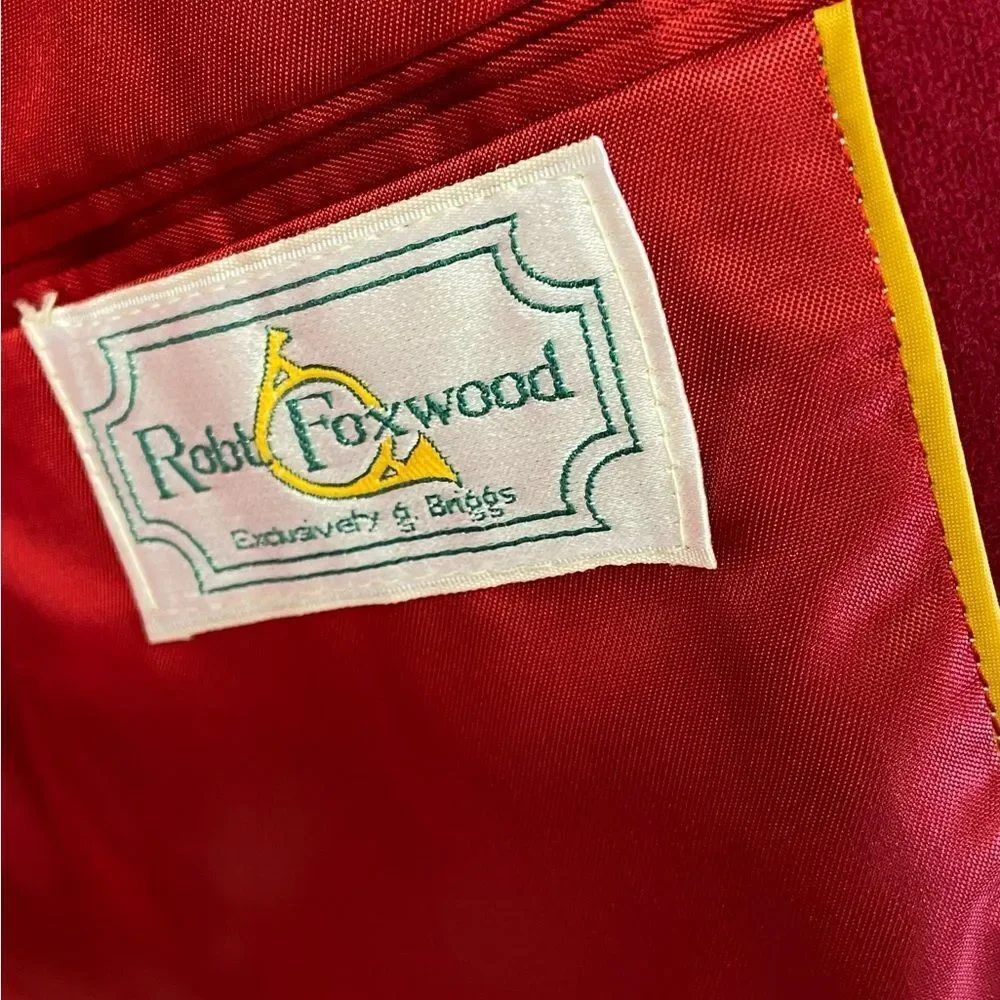 Vintage Robt Foxwood Red 100% Pure Wool Lined Jacket Blazer Size 14/16